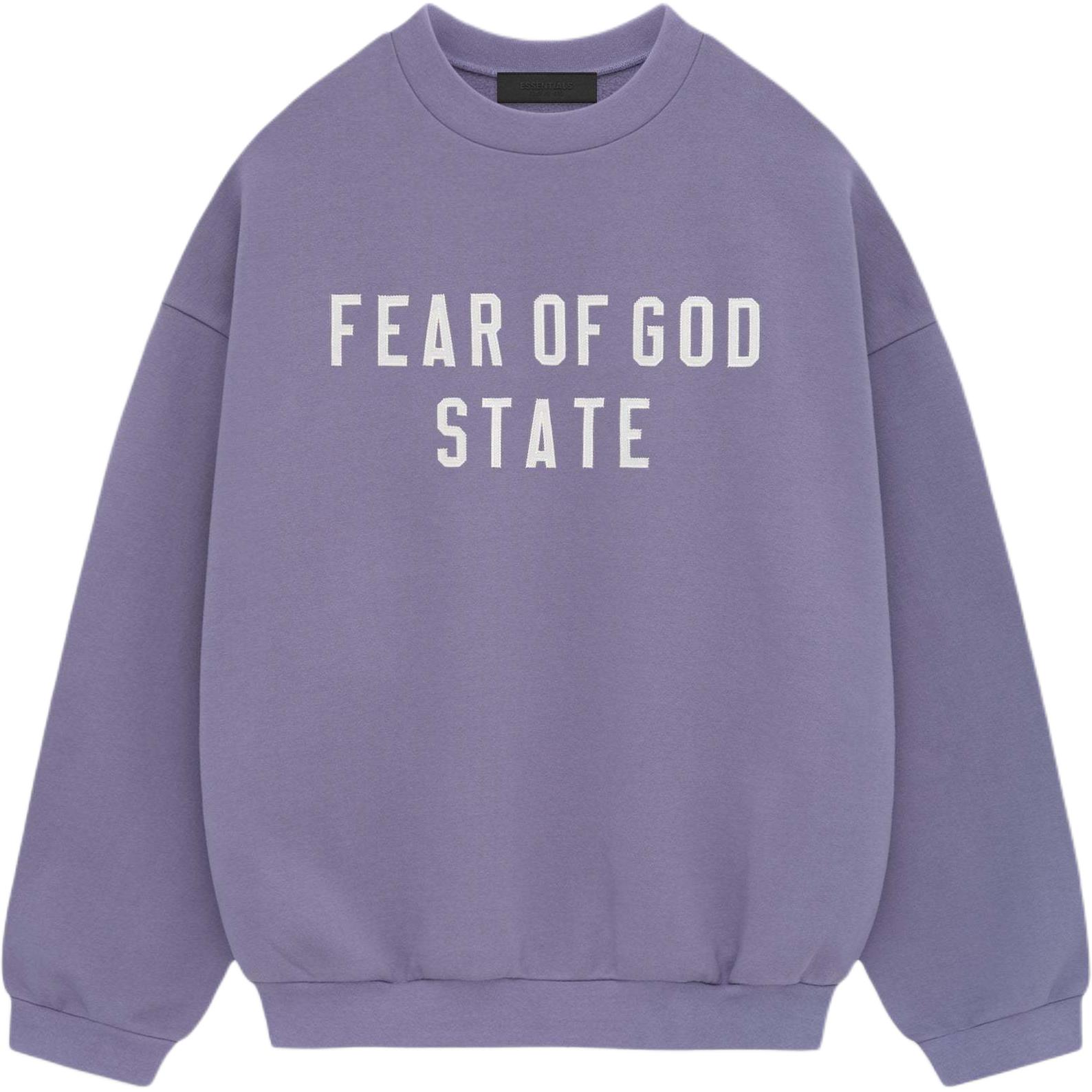 FOG Heavy Fleece Letter Print Crewneck Sweatshirt Lavender Purple 192BT246237F
