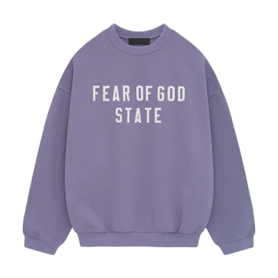 FOG Heavy Fleece Letter Print Crewneck Sweatshirt Lavender Purple 192BT246237F