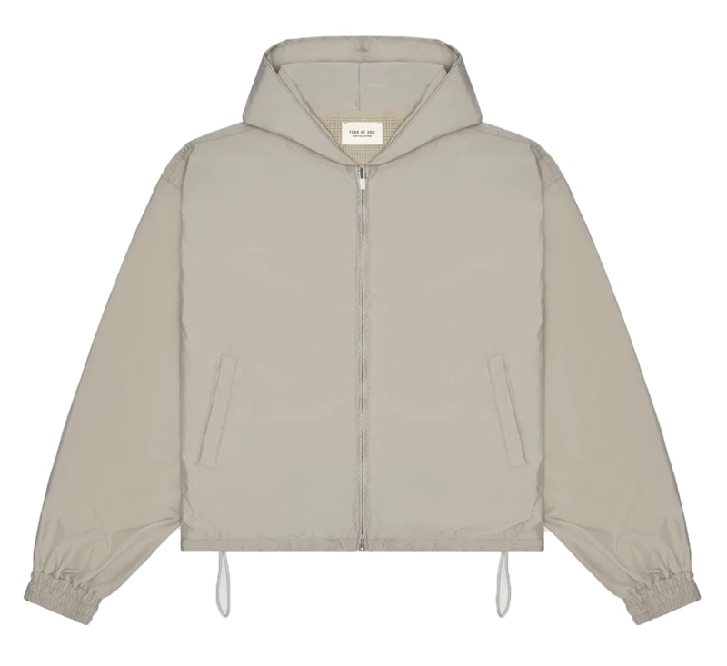 Buy Fear of God Heavy Nylon Hoodie Ritsleting Penuh Bone