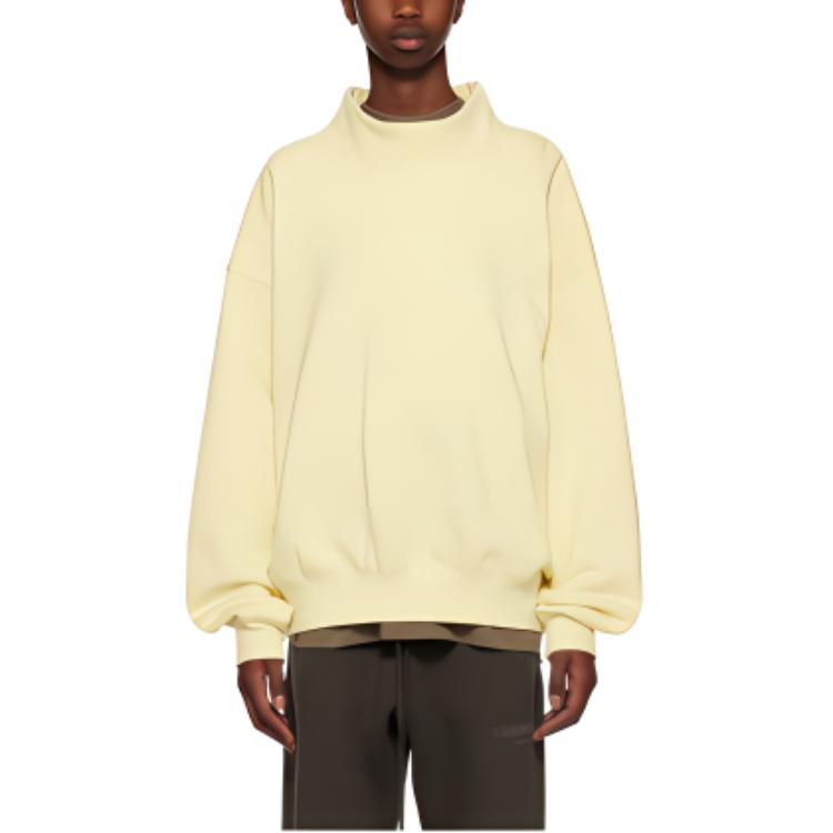 FOG Heavyweight Mock Neck Sweatshirt Mens Loose Fit Light Yellow 192SU222236F
