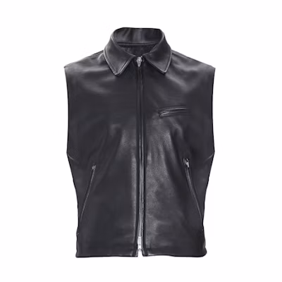 FOG Leather Biker Vest Black