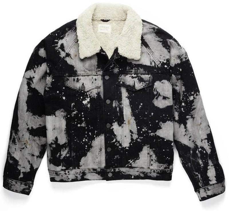 Fear of God Maxfield Tie Dye Raglan Sherpa Denim Trucker Jacket Black/White