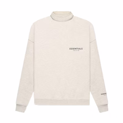 FOG Mock Neck Reflective Logo Fleece Pullover Sweatshirt Oatmeal Unisex FOG-FW21-186
