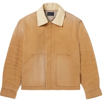 Fear of God Mr. Porter Exclusive Leather-Trimmed Distressed Canvas Jacket Light 'Brown' Fear of God Mr. Porter Exclusive Leather-Trimmed Distressed Canvas Jacket Light 'Brown'