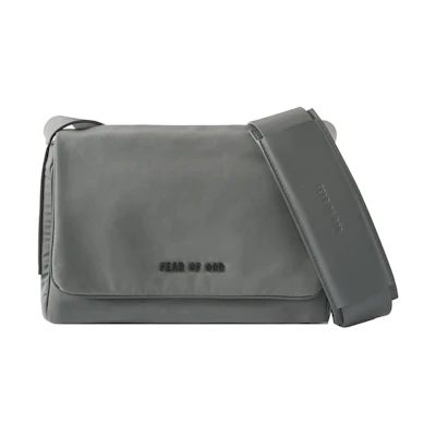 FOG Mr. Porter Exclusive Logo-Appliquéd Leather-Trimmed Shell Messenger Bag Gray