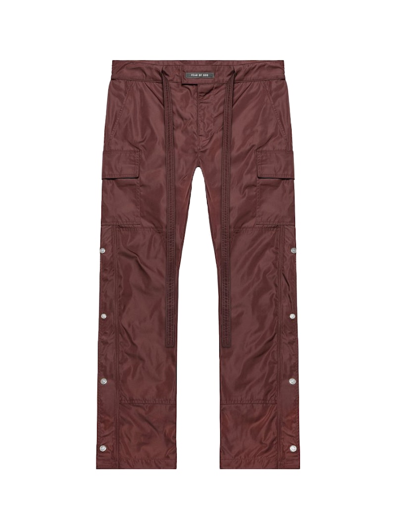 Buy 恐懼上帝 酒紅色尼龍釦子工裝褲