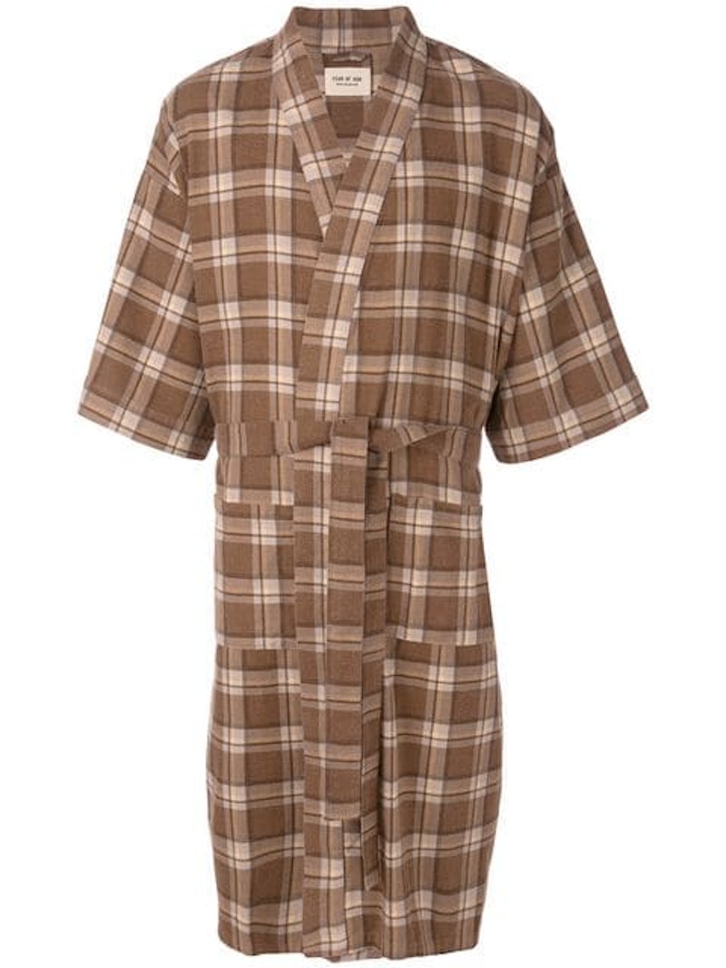 Fear of God Plaid Flannel Wrap Coat Brown/Multicolor