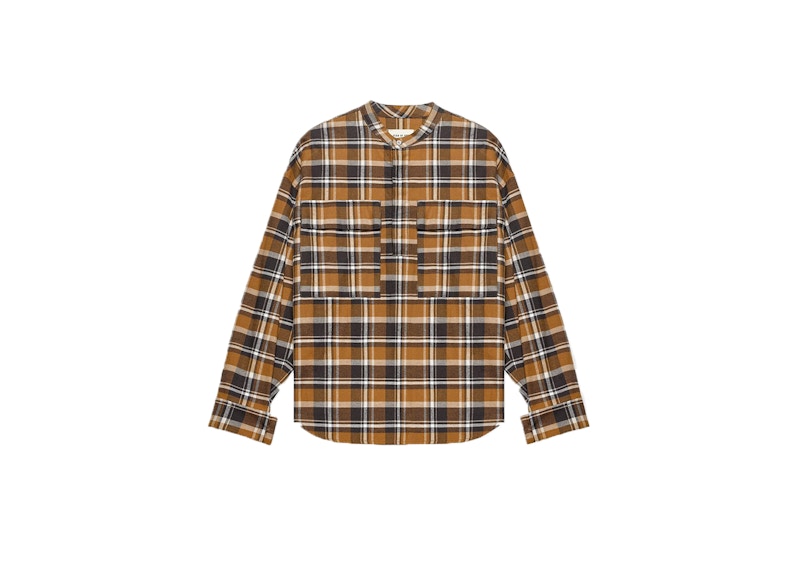 Fear of God Plaid Pullover Henley Brown