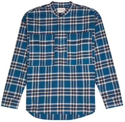 Fear of God Plaid Pullover Henley Dad Shirt Blue Buy Fear of God Plaid Pullover Henley Dad Shirt Blue