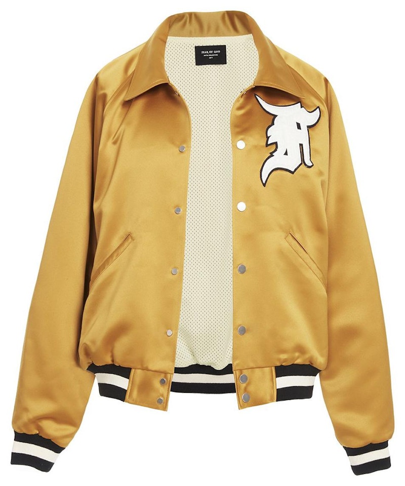 Fear of God Satin Baseball Coach Jacket Gold