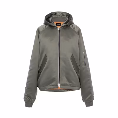 FOG Satin Hooded Bomber Jacket Sage
