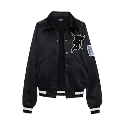FOG Satin Manuel Baseball Coaches Jacket Black