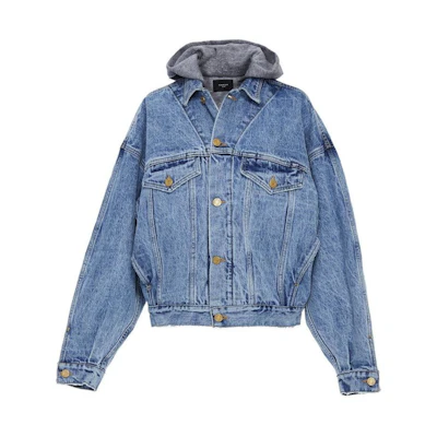 FOG Selvedge Denim Terry Hooded Trucker Jacket Indigo