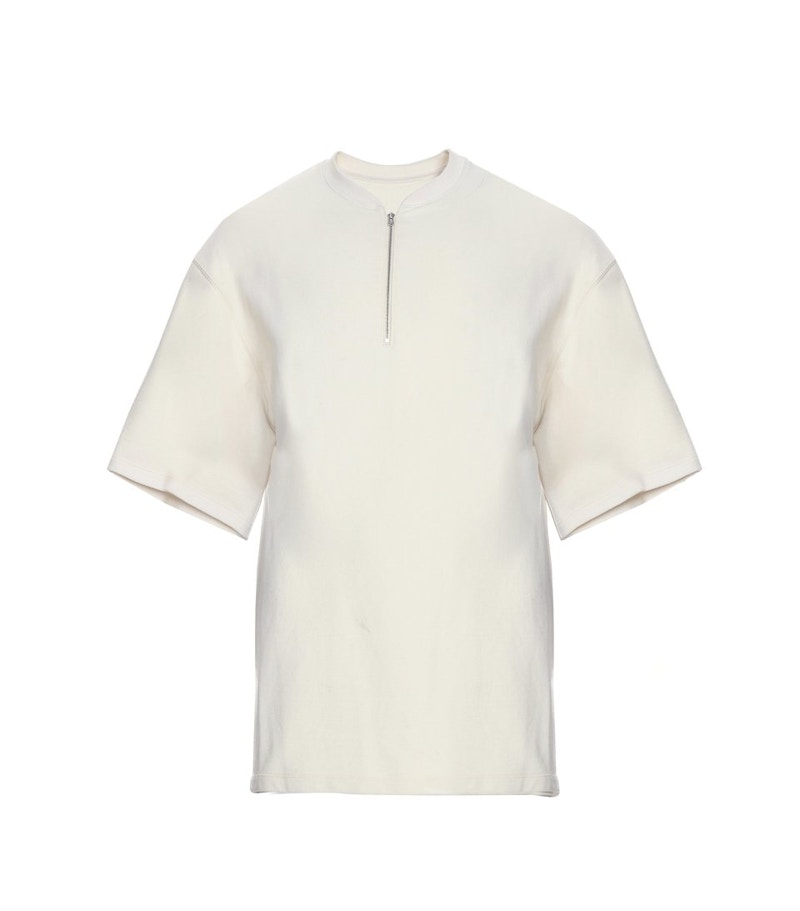 Fear of God Short Sleeve Half Zip Henley T-Shirt Cream