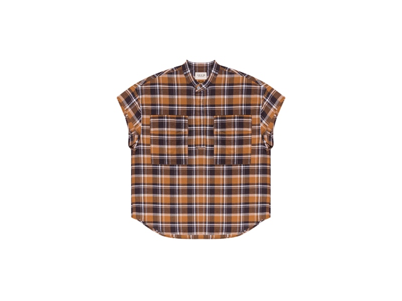Fear of God Short Sleeve Plaid Flannel Shirt Brown Plaid