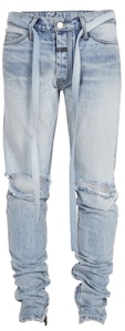 Fear of God 窄版破損牛仔褲,帶腳踝拉鍊 - 靛藍色 Buy Fear of God 窄版破損牛仔褲,帶腳踝拉鍊 - 靛藍色