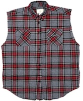 Fear of God Sleeveless Plaid Flannel Shirt Grey Fear of God Sleeveless Plaid Flannel Shirt Grey