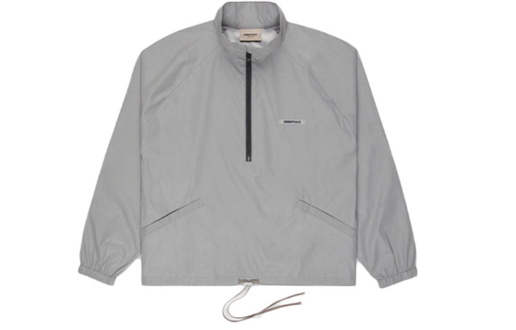 Fear of God SS20 Duck Silver Reflective Logo Half-Zip Windbreaker Jacket Silver FOG-SS20-301