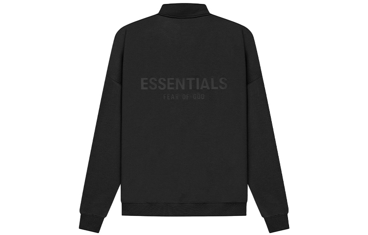 FOG SS21 Mockneck Half Zip Black Logo Print Pullover Sweatshirt Black Unisex FOG-SS21-575