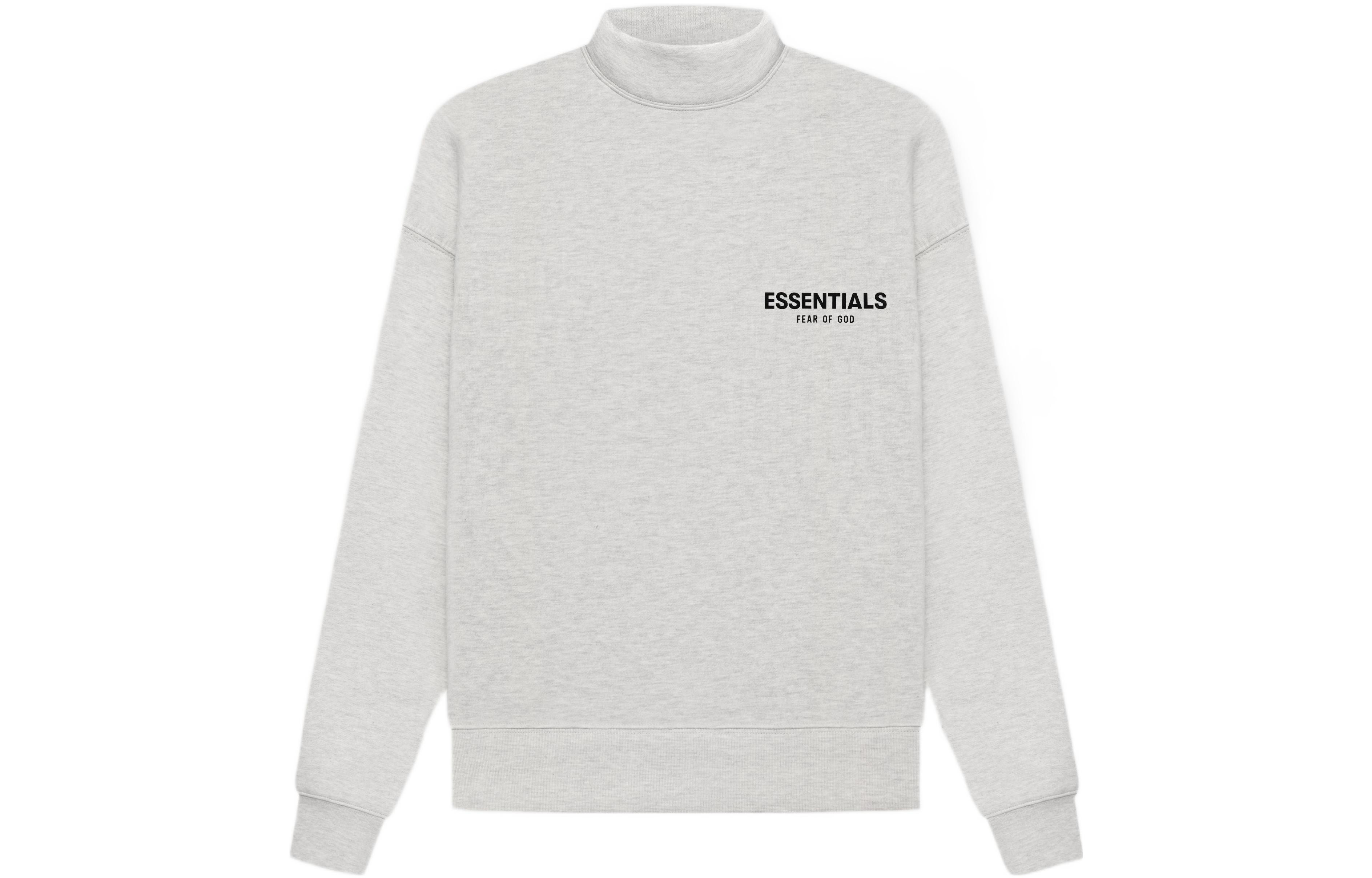Fear of God SS22 Mockneck Light Oatmeal Flocked Logo Sweatshirt Unisex FOG-SS22-905
