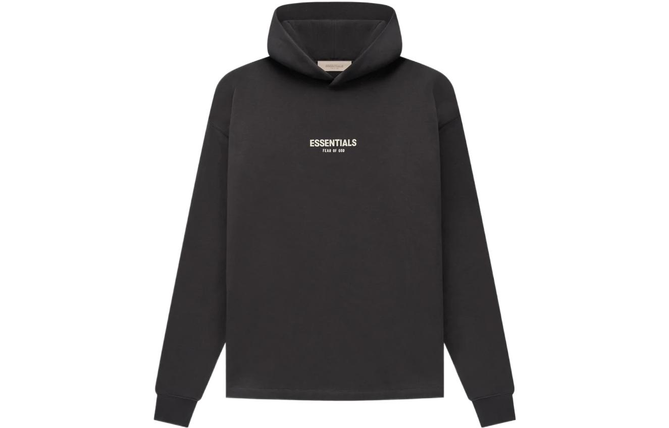 FOG SS22 Relaxed Hoodie Iron Flocked Logo Pullover Heavyweight - Black Iron FOG-SS22-148