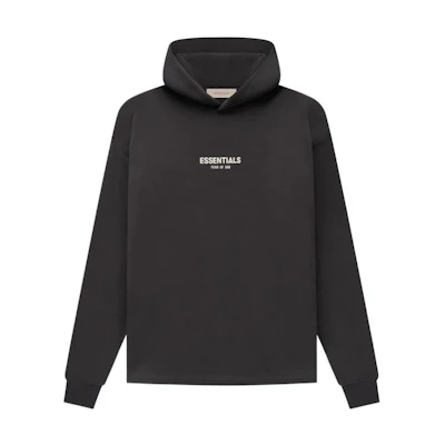 FOG SS22 Relaxed Hoodie Iron Flocked Logo Pullover Heavyweight - Black Iron FOG-SS22-148