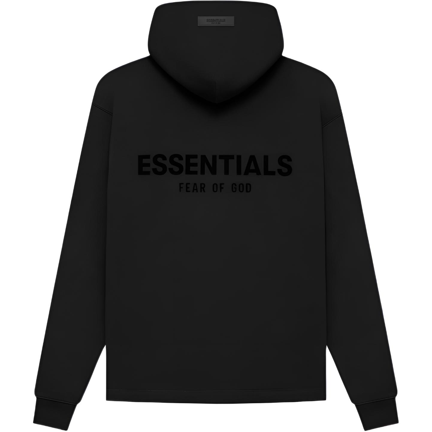 FOG SS22 Relaxed Hoodie Stretch Limo Black Unisex Flocked Logo Pullover FOG-SS22-334