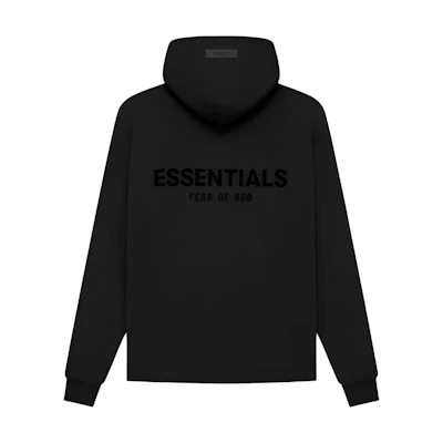 FOG SS22 Relaxed Hoodie Stretch Limo Black Unisex Flocked Logo Pullover FOG-SS22-334