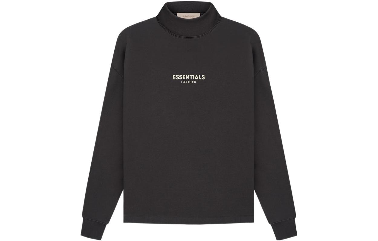 Fear of God SS22 Relaxed Mockneck Logo Print Heavyweight Sweatshirt Iron Black FOG-SS22-135