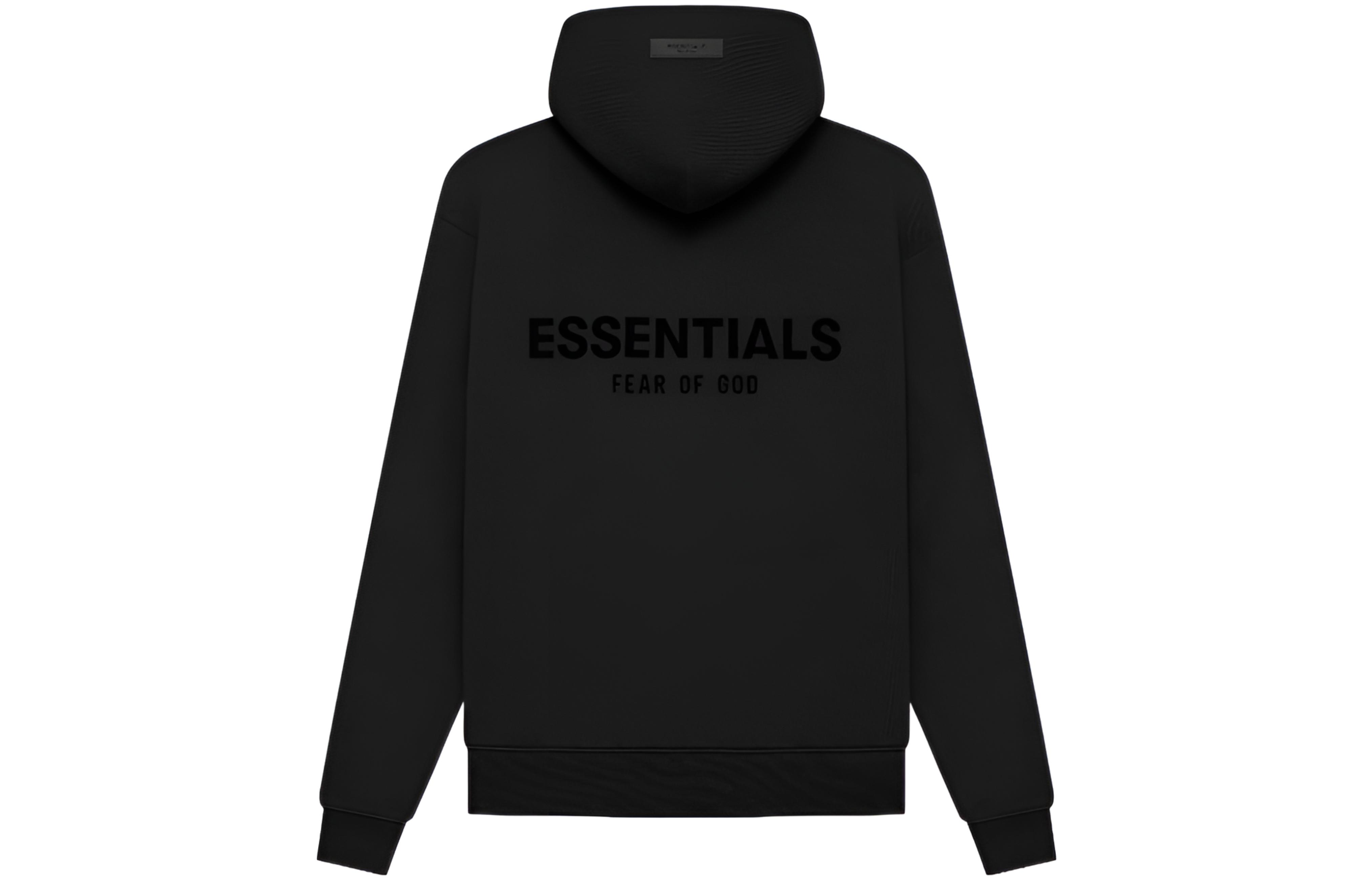 Fear of God SS22 Stretch Limo Logo Flocked Pullover Hoodie Heavyweight Black Men FOG-SS22-555