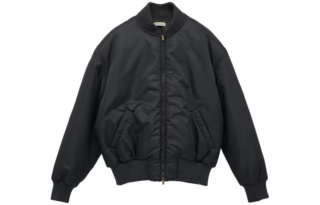 FOG SS23 Black Solid Baseball Collar Zip Jacket FGE30-205NYL024