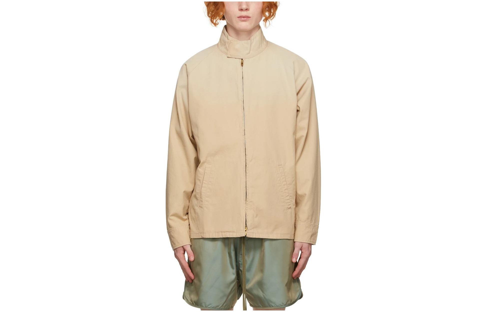 FOG SS23 Eternal Beige Khaki Cotton Canvas Jacket with Black Logo Patch FOG-SS23-817