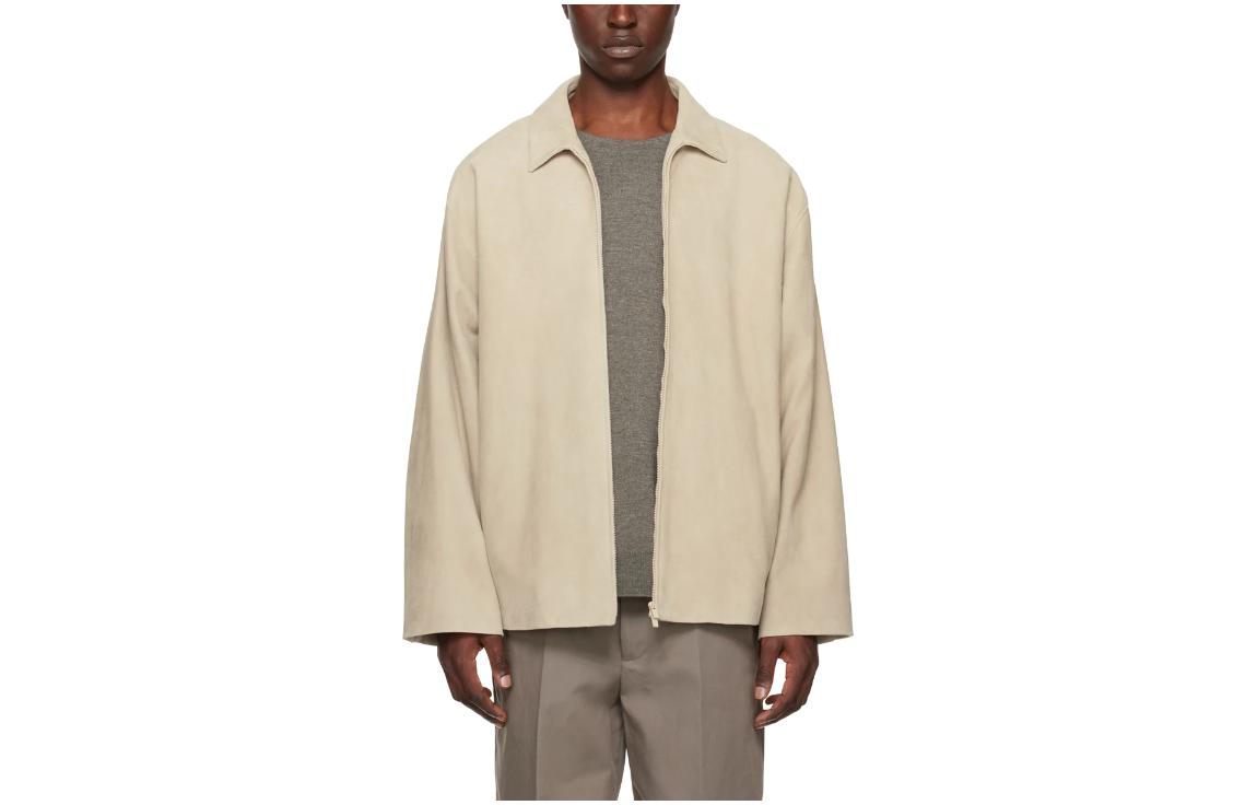 FOG SS23 Eternal Leather Suede Jacket Dusty Beige Long Sleeve Jacket FOG-SS23-823