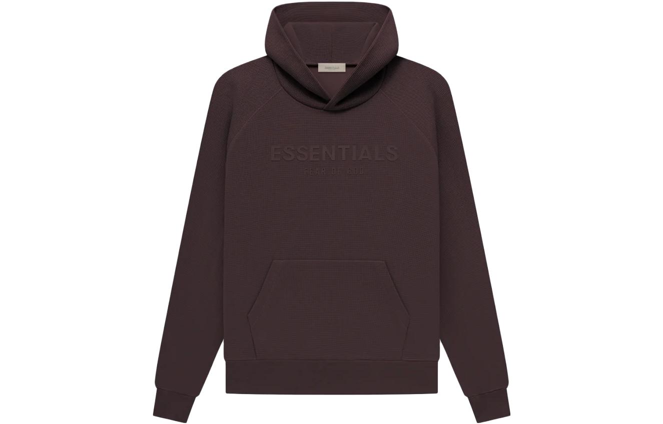 FOG SS23 Plum Waffle Raglan Hoodie with Logo Print () FOG-SS23-036