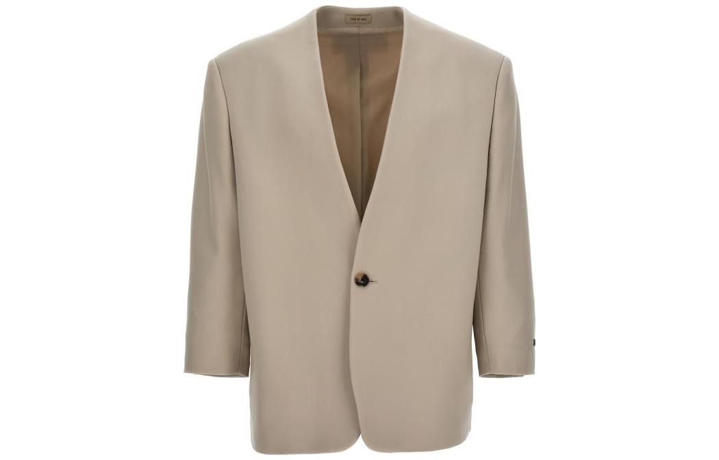 FOG SS23 Single-Button V-Neck Blazer Beige FGE60-010GRB024