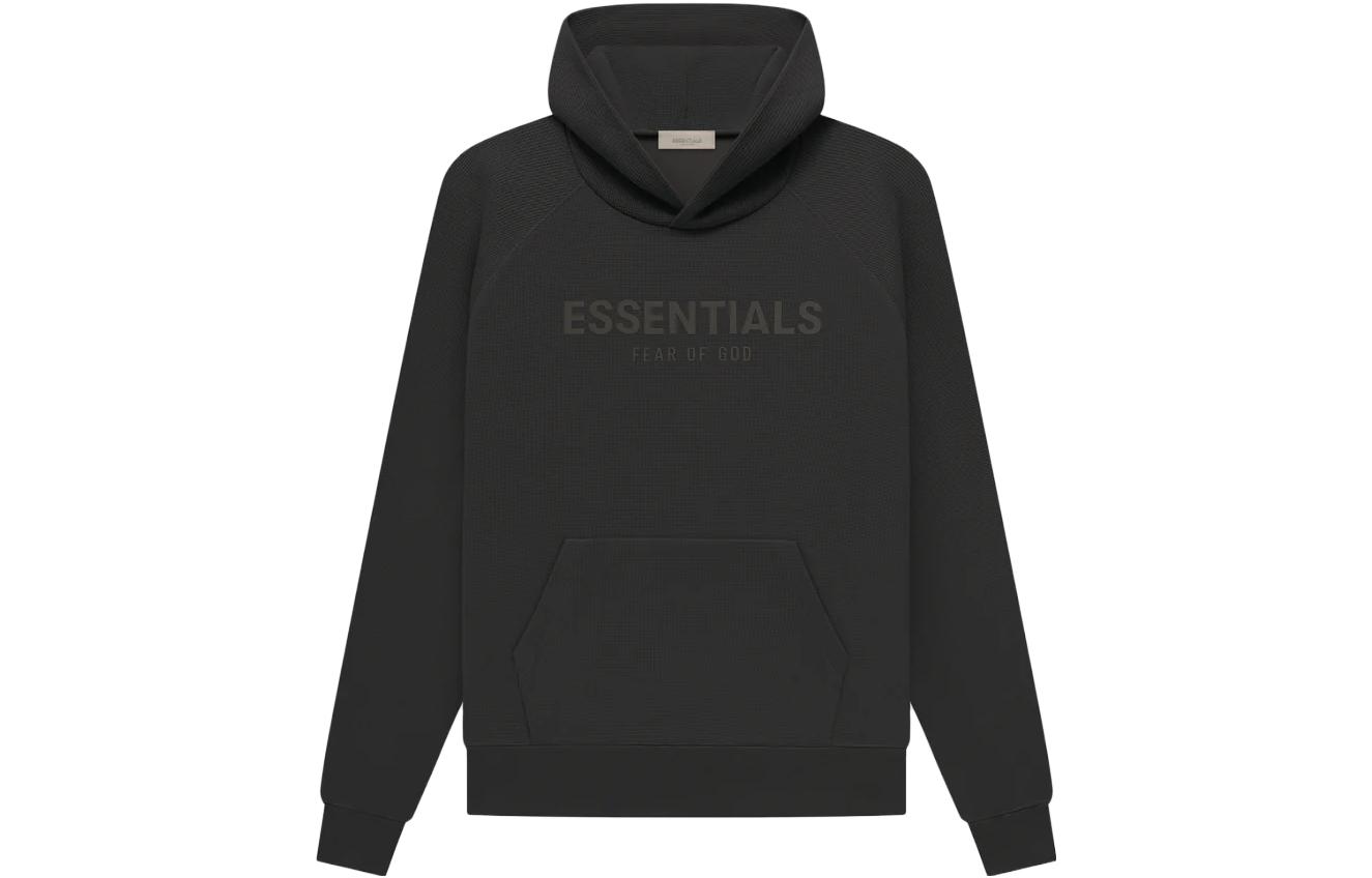 FOG SS23 Waffle Raglan Hoodie Off Black Heavyweight Sweatshirt FOG-SS23-037
