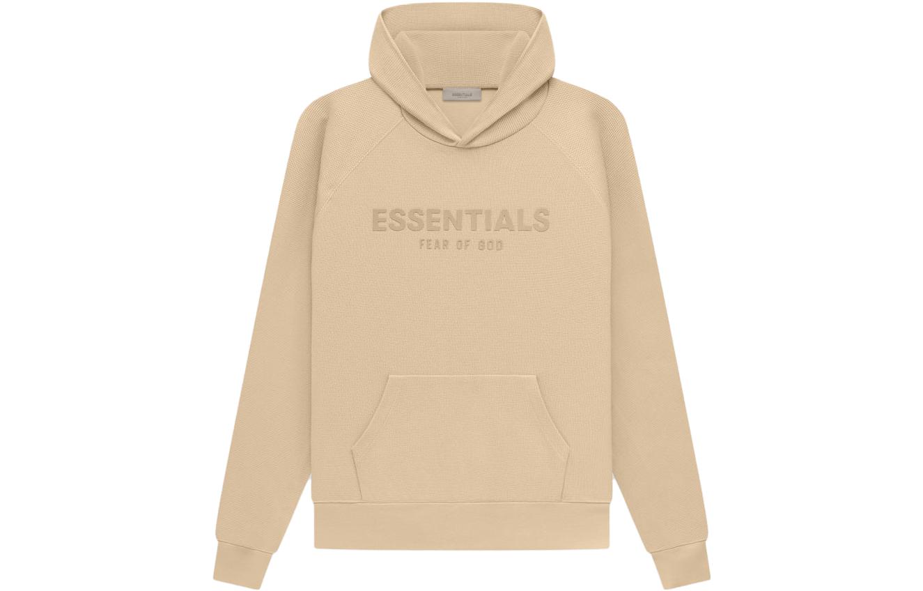 FOG SS23 Waffle Raglan Hoodie Sand Logo Print Heavyweight Hoodie - Sand White FOG-SS23-035
