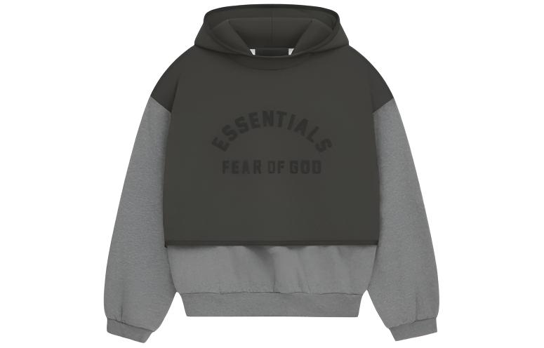 FOG SS24 Colorblock Nylon Fleece Hoodie Dk Wheat/Grey/Black 202SP244323F