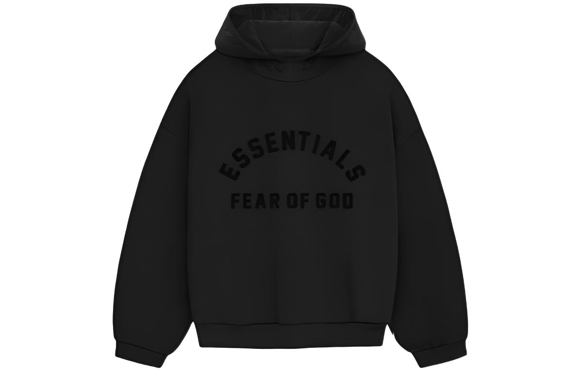 FOG SS24 Drop 2 Nylon Fleece Hoodie Jet Black Heavyweight Pullover 202SP244314F