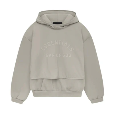 FOG SS24 Drop 2 Nylon Fleece Hoodie Seal Gray - Heavyweight Pullover Mens 202SP244325F