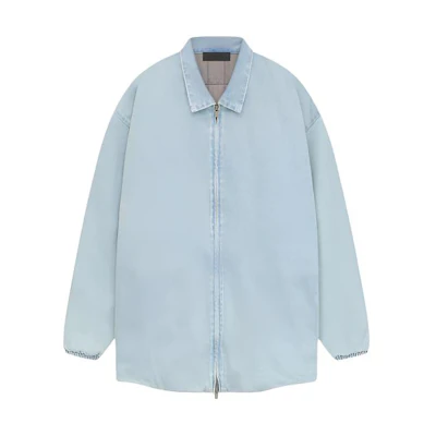 FOG SS24 Light Wash Denim Zip-Up Hoodie Jacket Heavyweight Menswear 202SP244590F