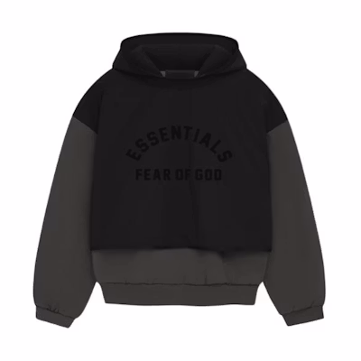 FOG SS24 Nylon Fleece Half-Zip Hoodie Ink/Jet Black Menswear 202SP244320F