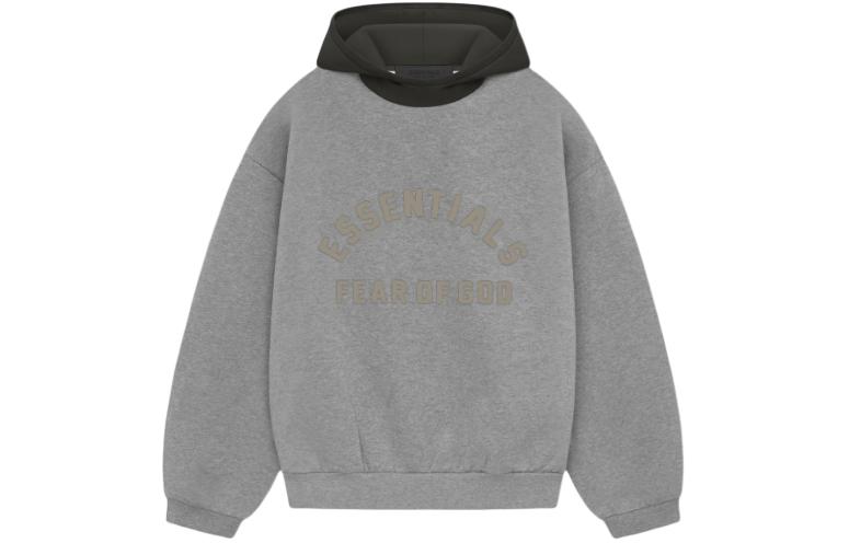 FOG SS24 Nylon Fleece Hoodie Dark Heather Oatmeal Heavyweight Pullover 202SP244313F