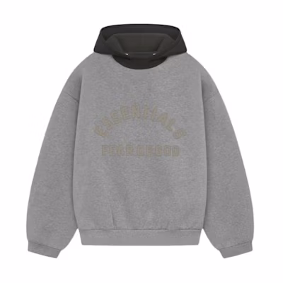 FOG SS24 Nylon Fleece Hoodie Dark Heather Oatmeal Heavyweight Pullover 202SP244313F