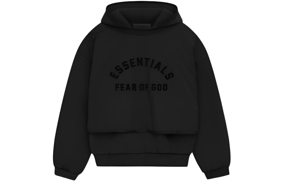 FOG SS24 Nylon Fleece Hoodie Jet Black Heavyweight Pullover Sweater 202SP244324F