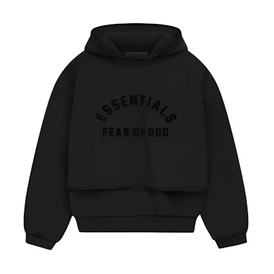 FOG SS24 Nylon Fleece Hoodie Jet Black Heavyweight Pullover Sweater 202SP244324F