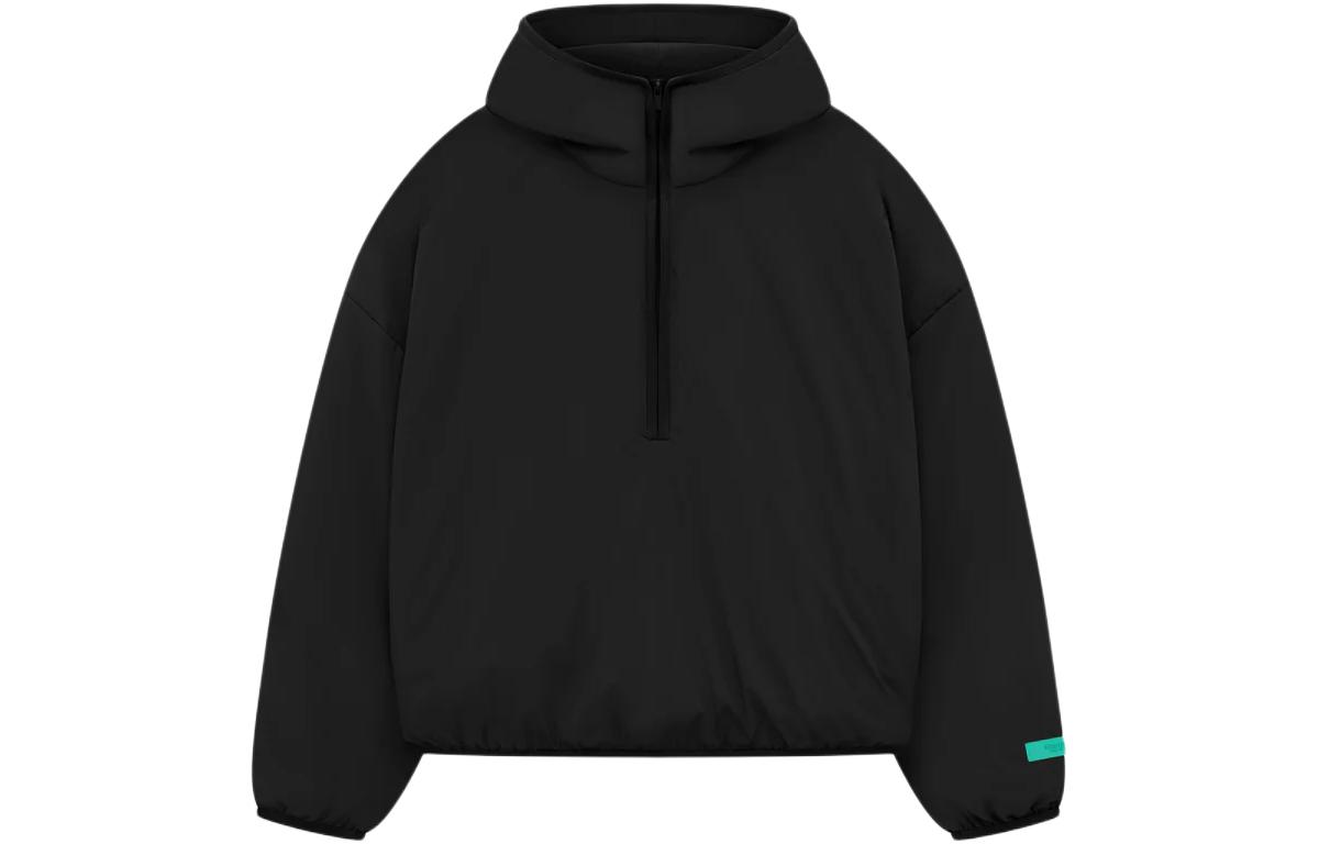 FOG SS24 Nylon Half-Zip Hoodie Jet Black Heavyweight Pullover 202SP244334F