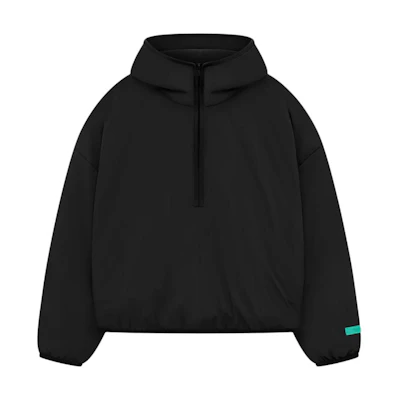 FOG SS24 Nylon Half-Zip Hoodie Jet Black Heavyweight Pullover 202SP244334F
