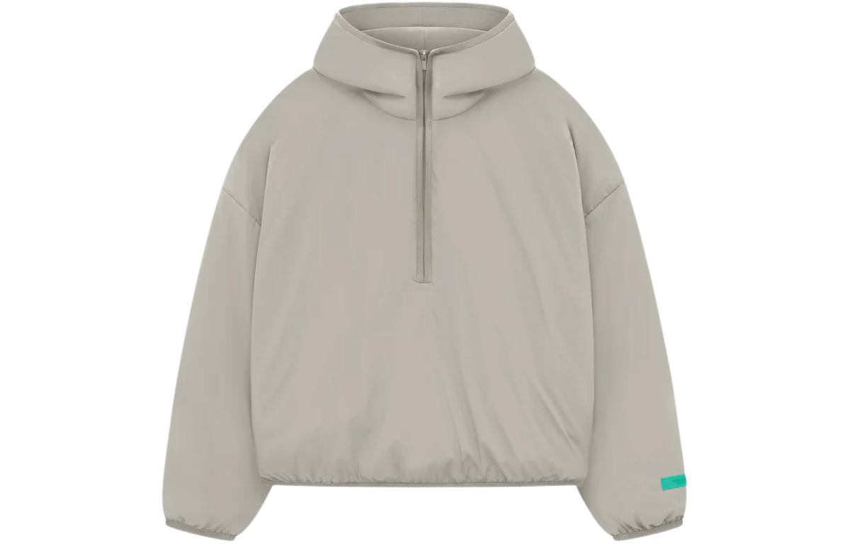 FOG SS24 Nylon Half-Zip Hoodie Seal Gray Heavyweight Pullover Mens 202SP244335F