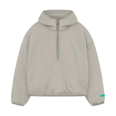FOG SS24 Nylon Half-Zip Hoodie Seal Gray Heavyweight Pullover Mens 202SP244335F